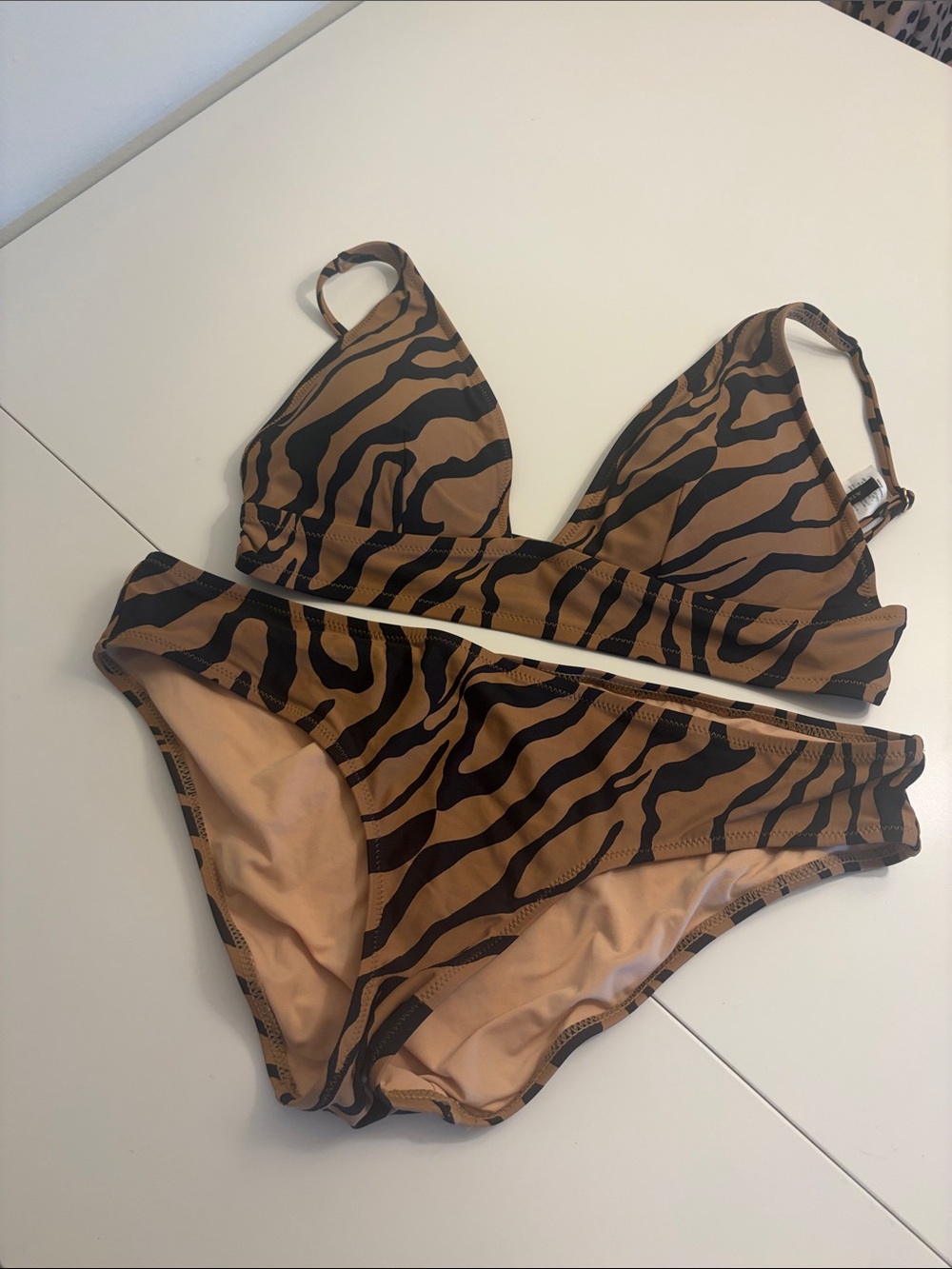 J. Crew Black Tan Animal Print French Cut Bikini Set